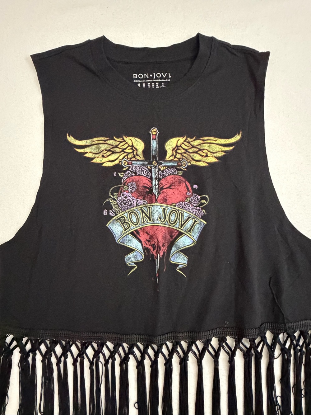 Bon Jovi Fringe Graphic Tank Top Black Medium - Picture 2 of 4